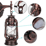 Night Light, 111-240V Retro Style Sconce Light Antique Iron Wall Lamp Fixture for Cafe Bar Hallway (Red Bronze)