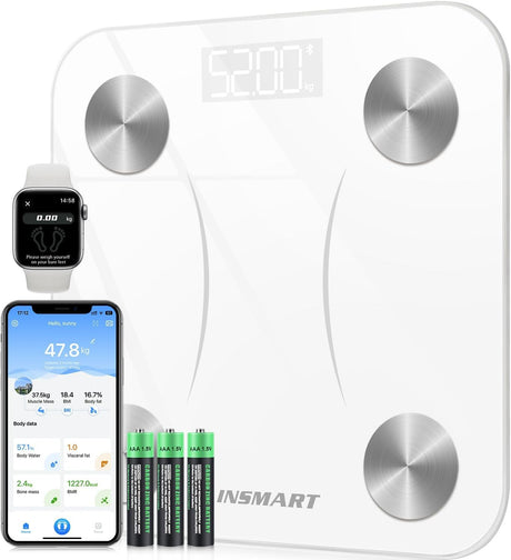 Smart Weight Scale, INSMART Bluetooth Bathroom Scales with BMI Analyze, Digital Body Fat Scale with Smartphone APP, Body Fat Weighing Scale with 17 Body Composition - Black