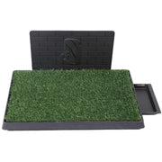 3-Layer Dog Toilet Tray with 2 Grass Mats & Splash Wall