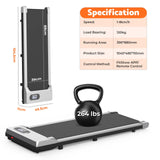 Under Desk Walking Pad Treadmill Home Compact Small Walking Jogging Machine Fitness Equipment, Max 8km/h, 120KG Capacity