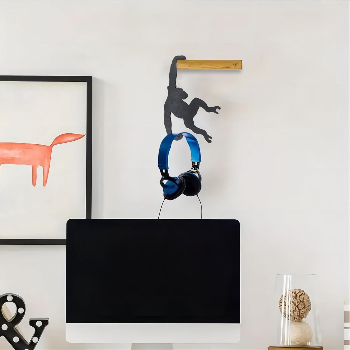 Monkey-Shaped Wooden Hanging Banana Hook