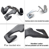 2-Pack Black Microfiber Leather Car Headrest Hooks