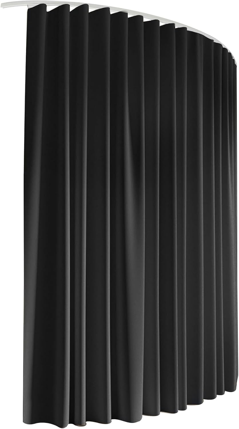 Artiss Room Divider, Ceiling Mounted Track Sets, Extra Wide Blackout Curtain, Flexible Bendable Tracks for Bedroom Privacy Partition Separator, DIY, Hooks, 1 Panel Black Drape and White Rail,254x213CM