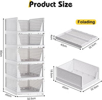43 × 33 × 18 cm Foldable Stackable Storage Baskets – 5 Pack