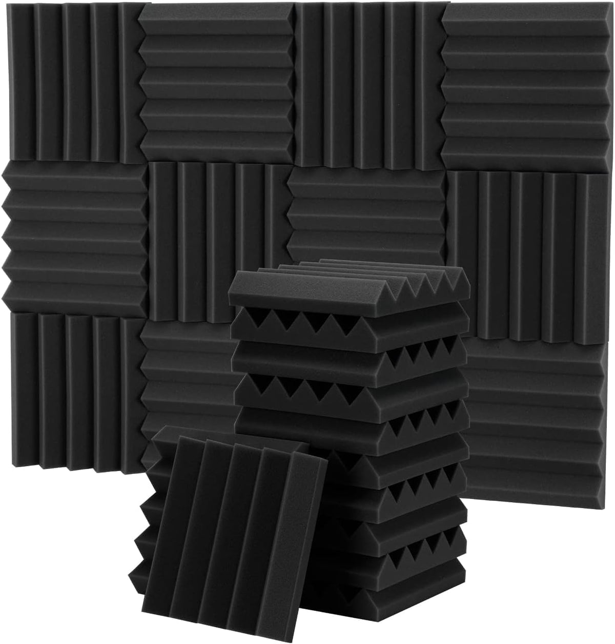 Sound Proof Foam Panels Pack Acoustic Foam,25 X 25 X 5 cm Wedges Acoustic Panels,Sound Absorbing Panels for Studio/Office/Home Sound Proof Panels for Walls (2.5cm) 24 pack