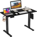 Giantex Electric Standing Desk, 140 x 60 cm Sit Stand Home Office Desk with 3 Memory Height Settings, Height Adjustable Computer Desk with 2 Hanging Hooks & Cable Management (Black)