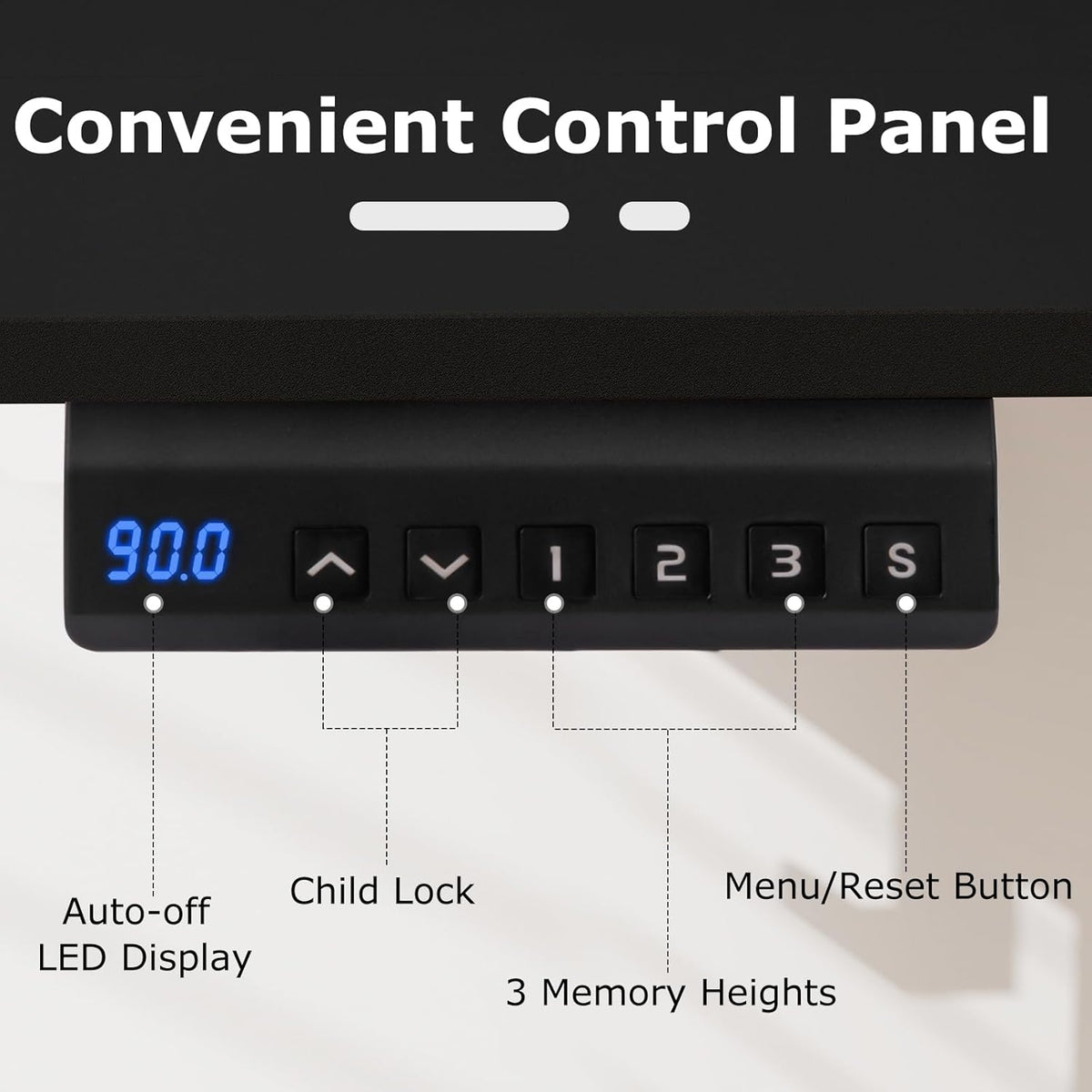 Electric Standing Desk, Sit Stand Home Office Desk with 3 Memory Height Settings, Height Adjustable Computer Desk with 2 Hanging Hooks & Cable Management