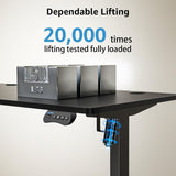 MOUNTUP Electric Standing Desk 120x60cm (48x24) Height Adjustable, Sit Stand Desk with Memory Controller, Ergonomic Stand Up Desk for Home Office with Splice Board, Black