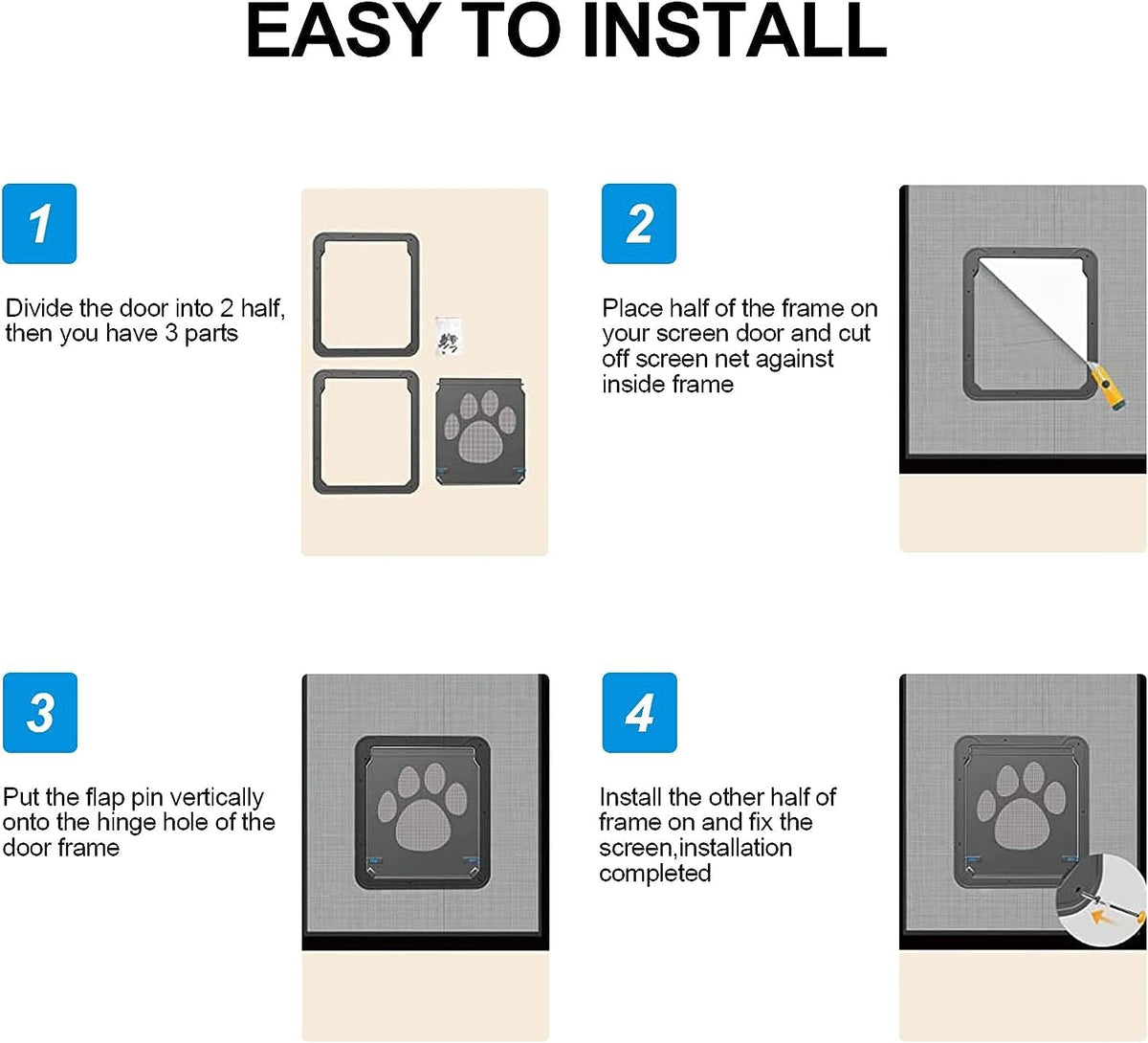 Black Lockable Magnetic Pet Flap for Screens – 20.3 × 25.4 cm