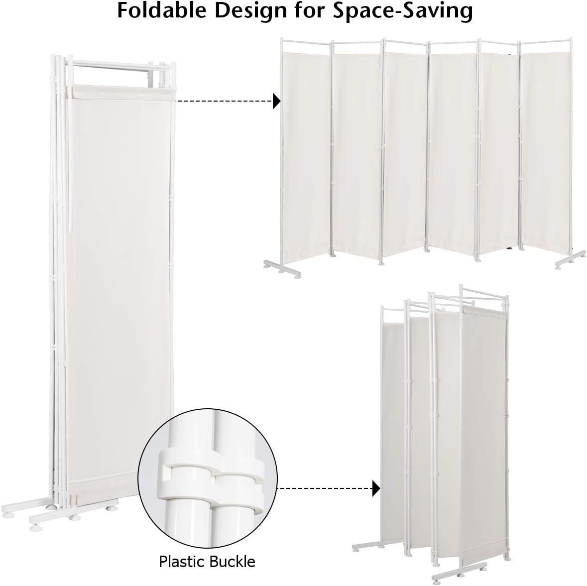 300 × 180 cm 6-Panel Folding Fabric Room Divider – 2 Colours