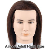 Male Mannequin Head with 100% Human Hair Haircut Training Head with Thick Hair Hairdresser Manikin Head Doll Head for Hair Styling and Practice Handsome Face Adult Head Size (8-10Inch 3B#)