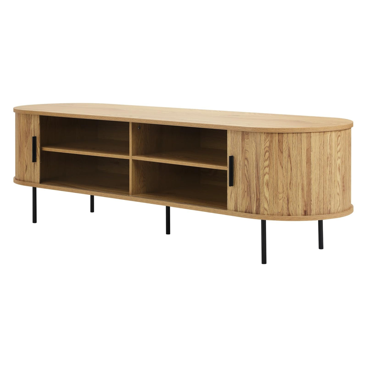 160 cm TV Cabinet with Tambour Sliding Door