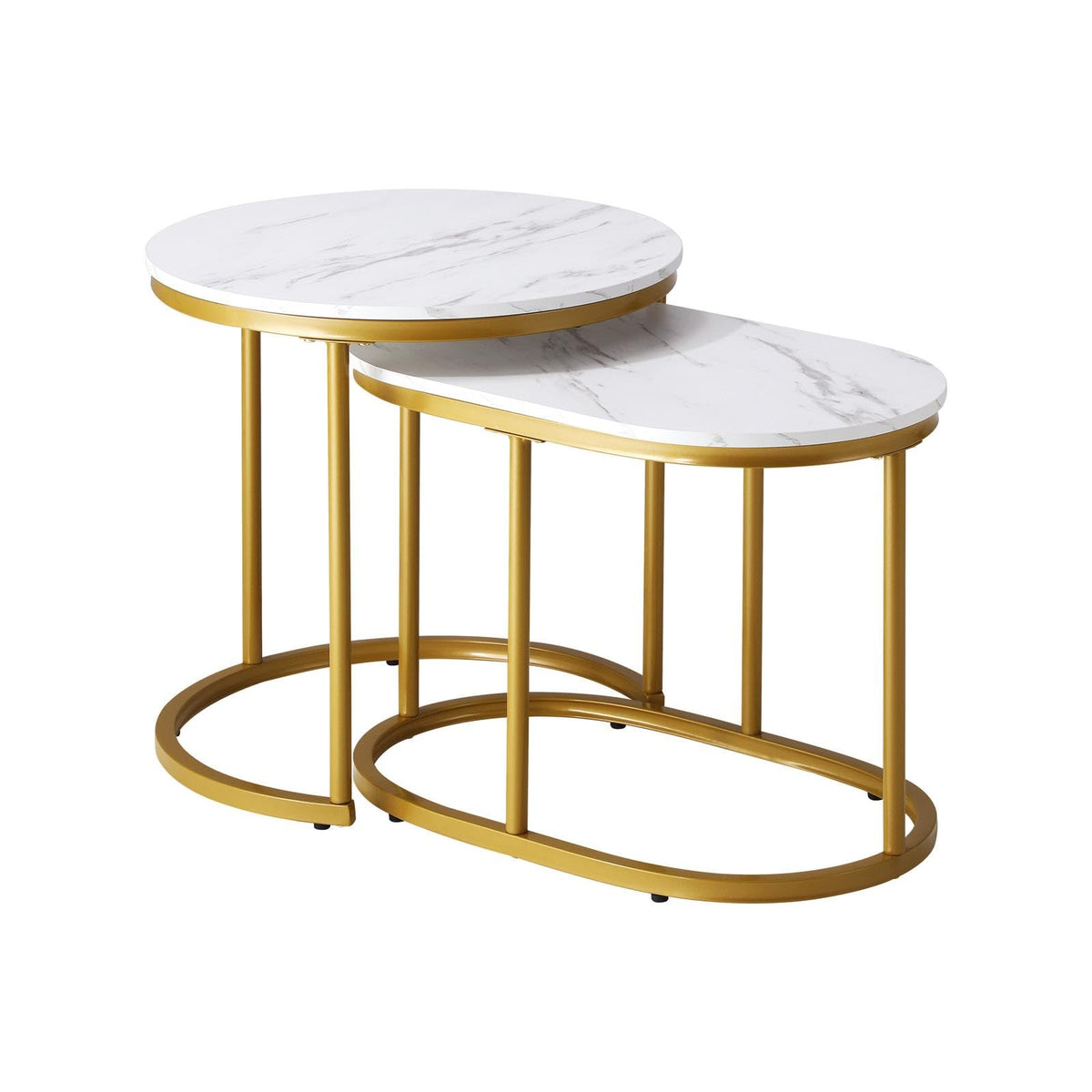 Round Marble Nesting Coffee Tables – Set of 2