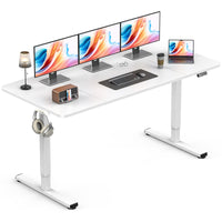 Standing Desk, Height Adjustable Electric Stand up Desk, 140x60CM Sit Stand Home Office Desk with Splice Board (Rustic Brown)