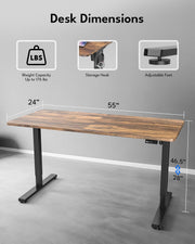 Electric Height-Adjustable Standing Desk with Spliced Top