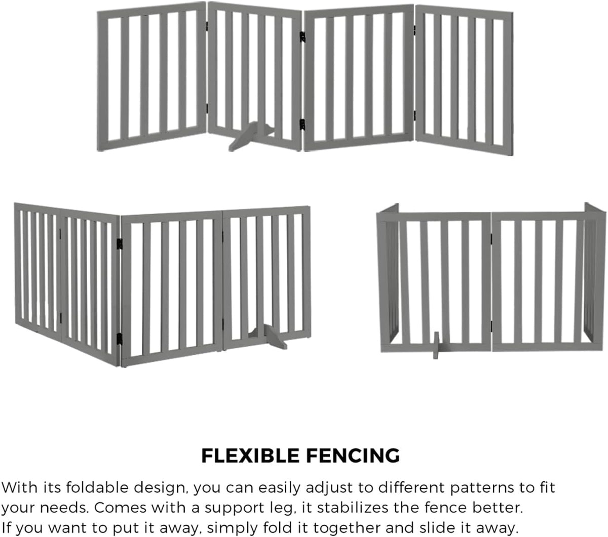 Freestanding Foldable MDF Pet Gate – 3 Sizes, White or Grey