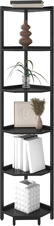 Freestanding Corner Shelf with Metal Frame