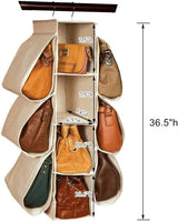 LONGTEAM Hanging Purse Handbag Organizer Homewares Nonwoven 10 Pockets Hanging Closet Storage Bag