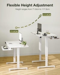 ODK Electric Standing Desk with Keyboard Tray & Memory Control,72-118cm Height Adjustable Sit Stand Desk,Ergonomic Computer Desk for Home Office,100 * 50cm,White