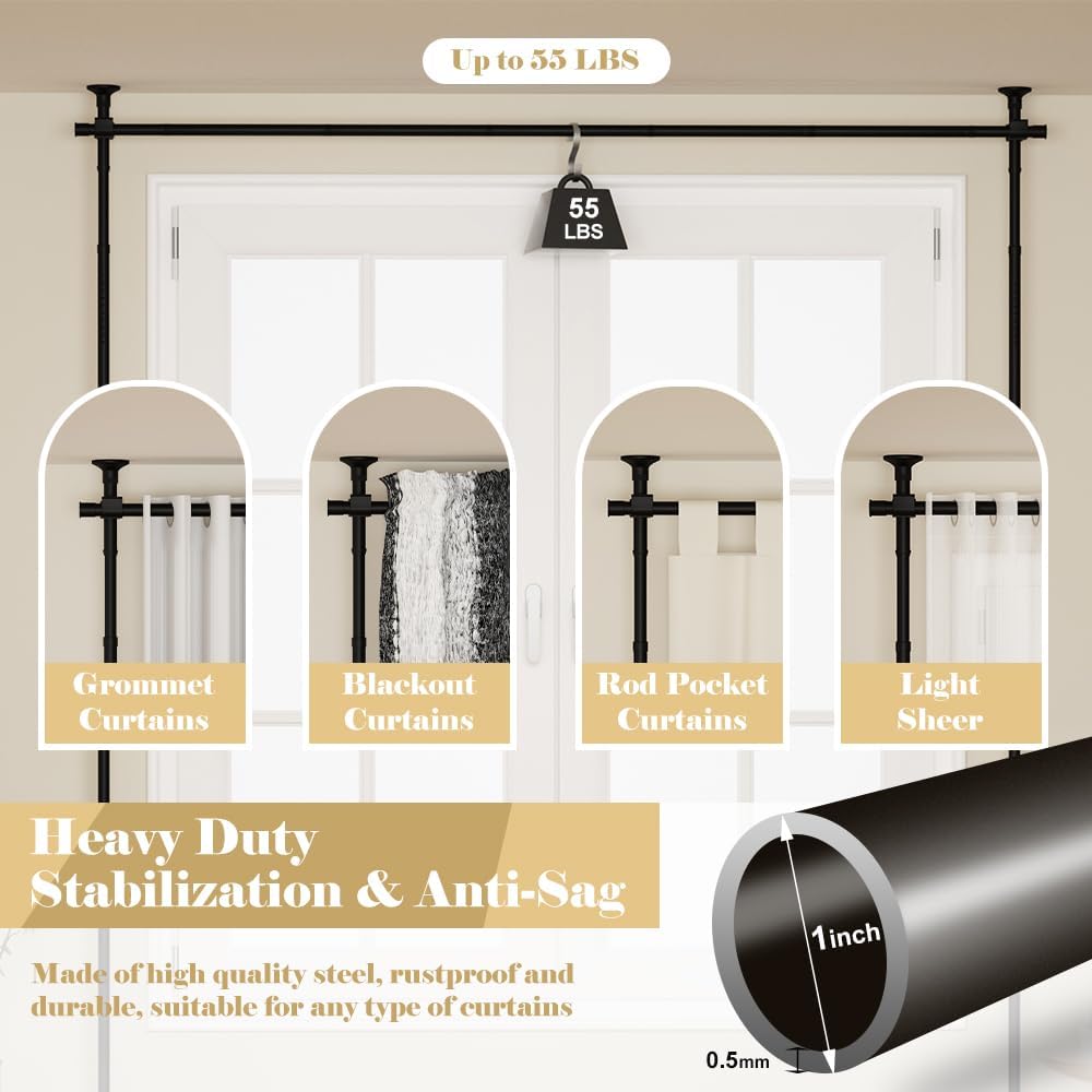 No-Drill Curtain Divider Frame – 71–188cm Wide, 1.2–3m High