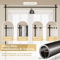 Kokorona Room Divider Curtain Rod, Vertical Tension Rod, No Drilling Floor to Ceiling Freestanding Curtain Rod Damage Free, 71-188 cm(W) 1.2-3 m(H) Expandable Curtain Divider Stand for Room Separation