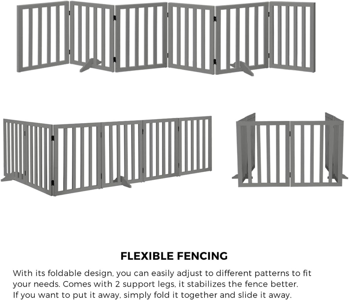 Freestanding Foldable MDF Pet Gate – 3 Sizes, White or Grey