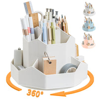 White 9-Compartment 360° Rotating Pen Organiser