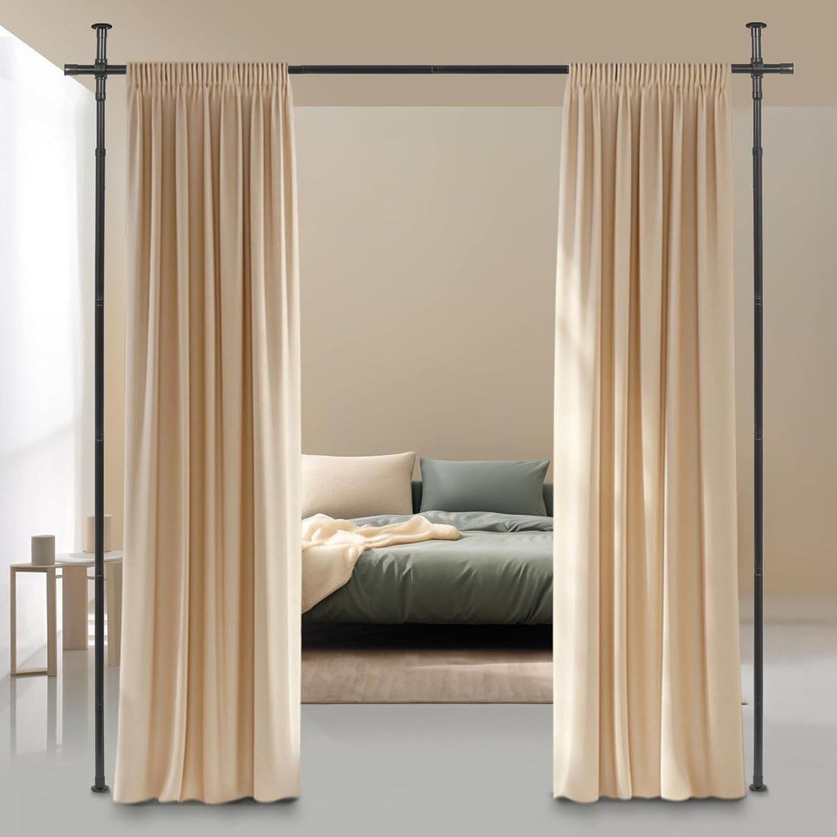No-Drill Tension Room-Divider Curtain Rod – 6 Options