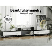Adjustable 160–222 cm White TV Unit with 4 Drawers