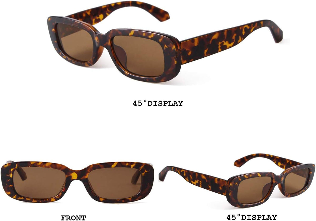 Narrow Rectangle Retro Sunglasses – Black & Tortoise