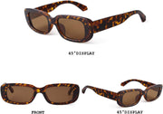 Narrow Rectangle Retro Sunglasses – Black & Tortoise