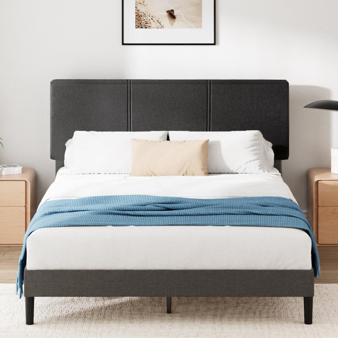 CAMBRIL Double Bed Frame – Dark Grey Fabric