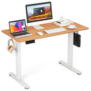 Electric Standing Desk, Sit Stand Home Office Desk with 3 Memory Height Settings, Height Adjustable Computer Desk with 2 Hanging Hooks & Cable Management
