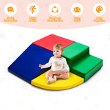 Climb and Crawl Foam Play Set, 4-Piece Soft Toddler Corner Climbing Sliding Blocks, Indoor Activity Play Foam for Babies & Toddlers, Lightweight Foam Gym Equipment Activity Play Set (Red)