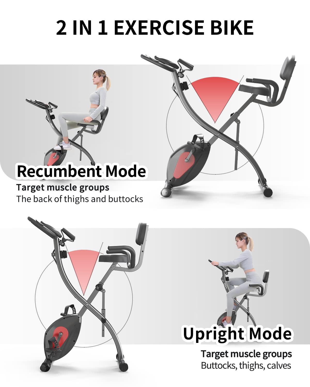 3-in-1 Foldable Magnetic Exercise Bike – 120 kg