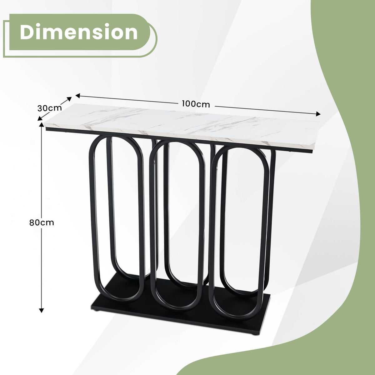 100 cm Faux-Marble Console Table – White & Black