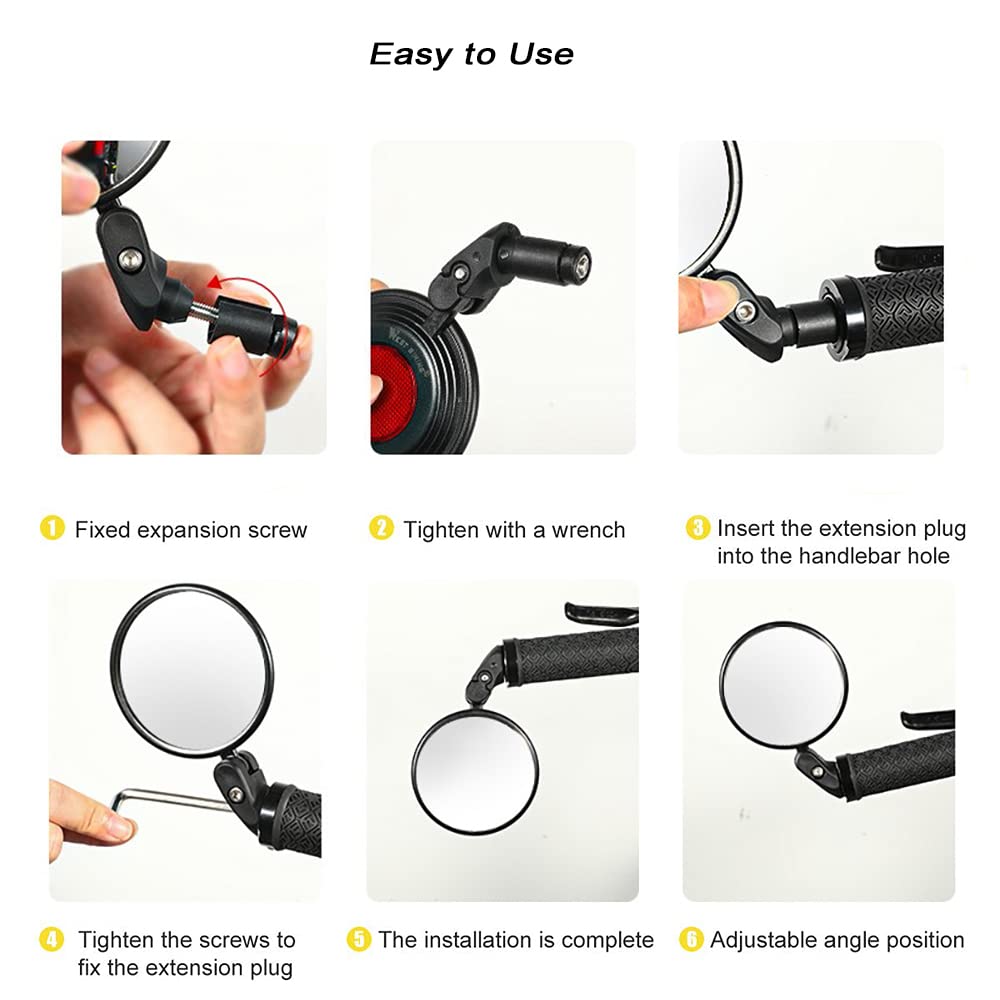 2-Pack 360° Adjustable Bicycle Handlebar Mirrors