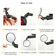 2-Pack 360° Adjustable Bicycle Handlebar Mirrors