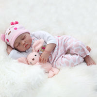 Reborn Baby Doll Girl, 60cm Soft Weighted Body, Cute Lifelike Handmade Silicone Sleeping Doll