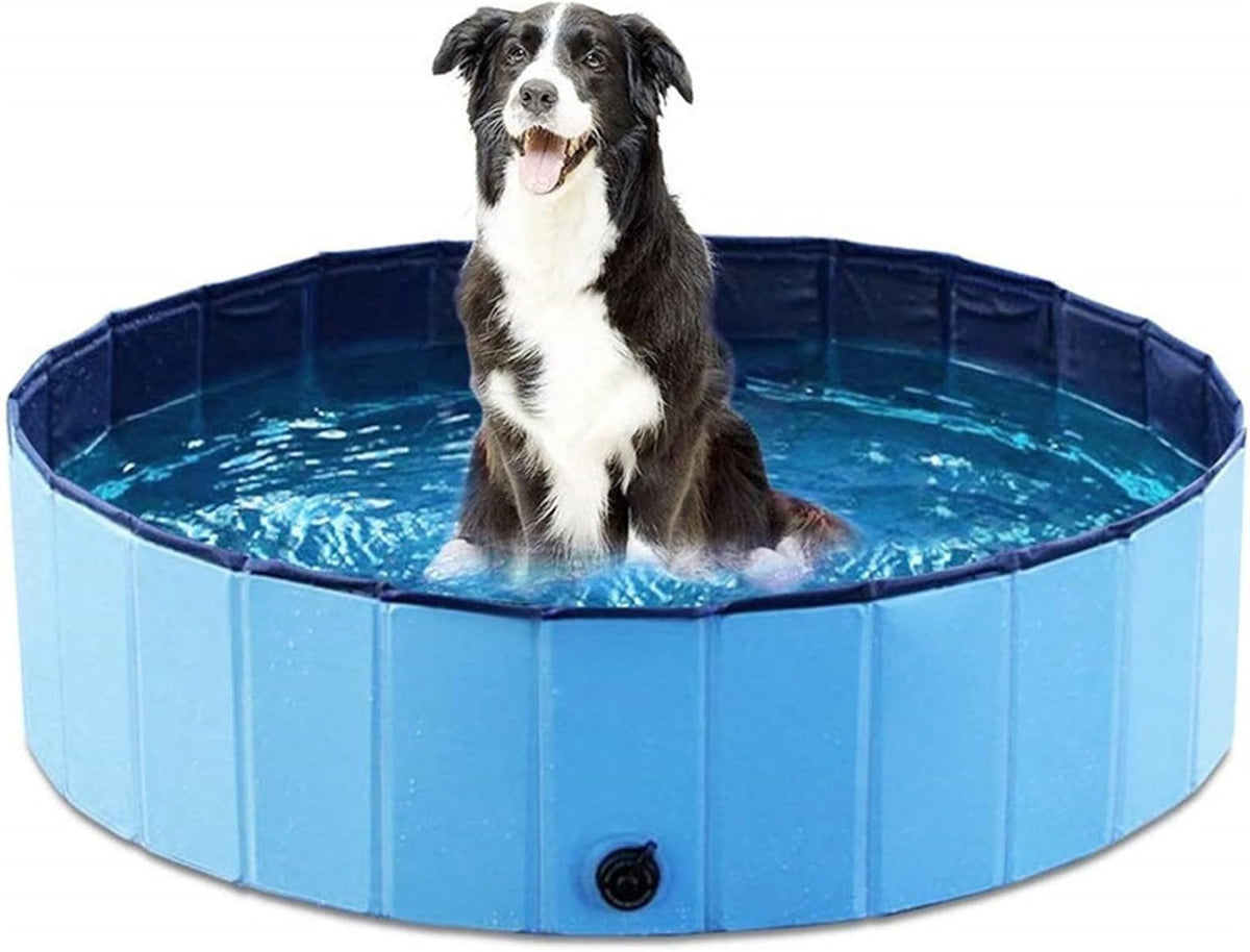 Round Foldable Dog Pool with Drain – 3 Sizes