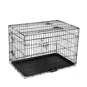 36-Inch Foldable Metal Dog Crate with 3 Doors & Removable Tray