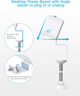 One Beat PD 30W Desk Clamp Power Board USB C,Fast Charging Station,4 Outlets with 4USB Ports(2USB C), Desktop Mounted Power Board Surge Protected,1.5M Extension Cord for Desk Accessories Home Office