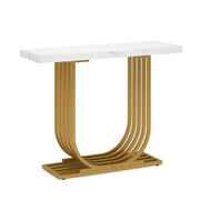 U-Shaped White Marble-Style Console Table
