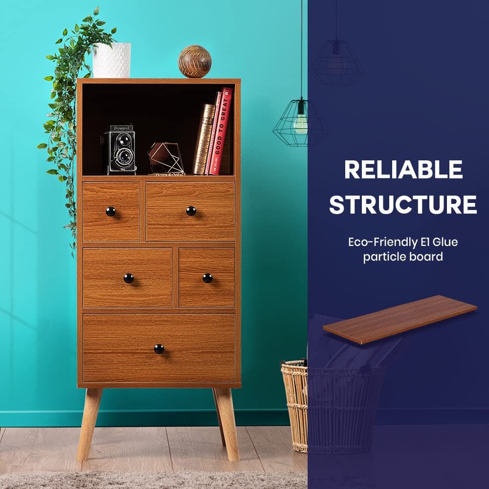 5-Drawer Storage Cabinet with Display Shelf