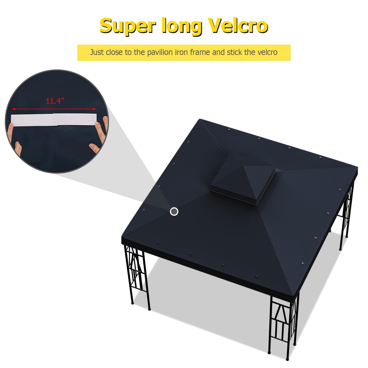 10 x 10 ft Double-Tier Gazebo Replacement Canopy – Black