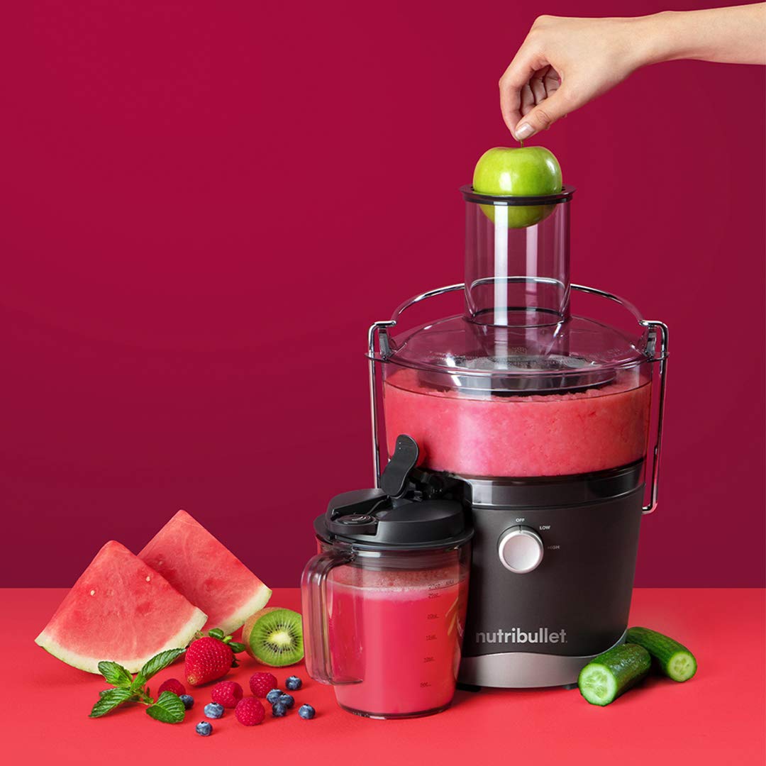 NutriBullet Juicer, Dark Grey, Juicer, High Speed Centrifugal Juicer with 800w Motor, Two Speeds, 1.5L Pulp Basin, 800ml Juice Container (NBJ07100)