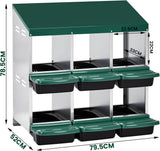 Advwin Chicken Nesting Box, Double Layer 6 Hole Metal Chicken Hen Laying Boxes with Roll Away Egg Collection & Perch, Poultry Nest House Egg Brooder Coop for Hens/Goose/Duck