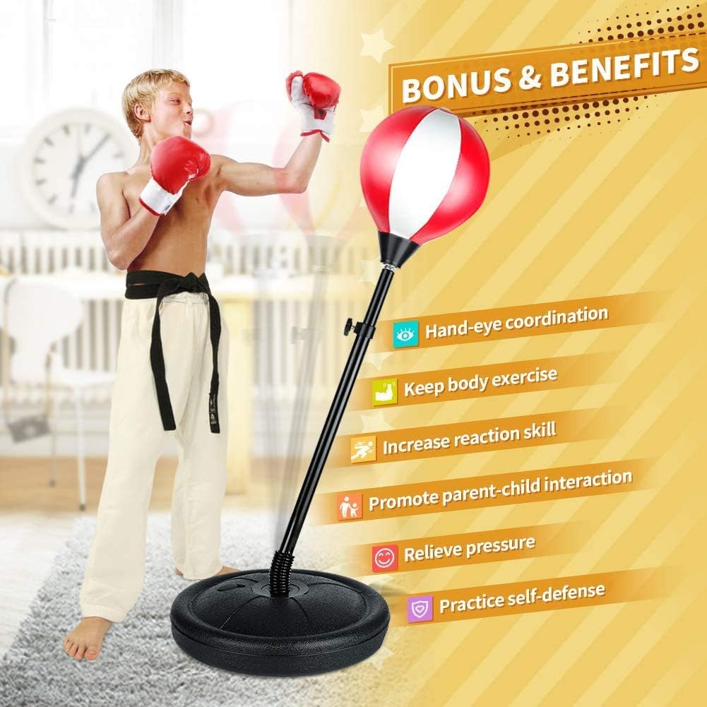 Height-Adjustable Kids’ Punching Bag Set with Gloves