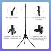 63-Inch Adjustable Foldable Wig-Head Tripod