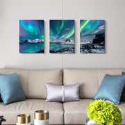 3-Piece Framed Aurora Canvas Wall Art Set – 30 × 40 cm Each